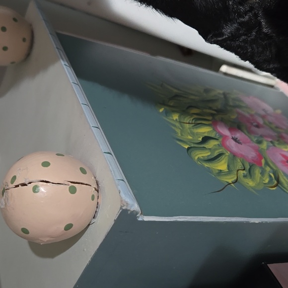 Hand painted jewelry chest blue, pink, yea, gold, peach - Picture 13 of 13